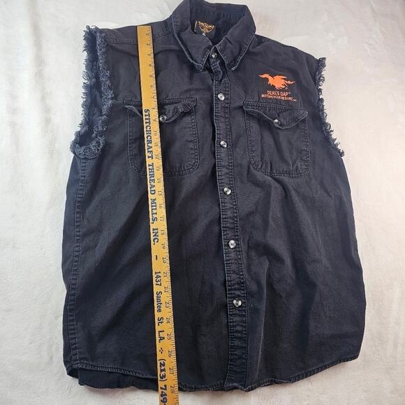 Deal’s Gap Black Denim Vest XL Men’s Milwaukee Performance  motorcycle Resort - Picture 4 of 9